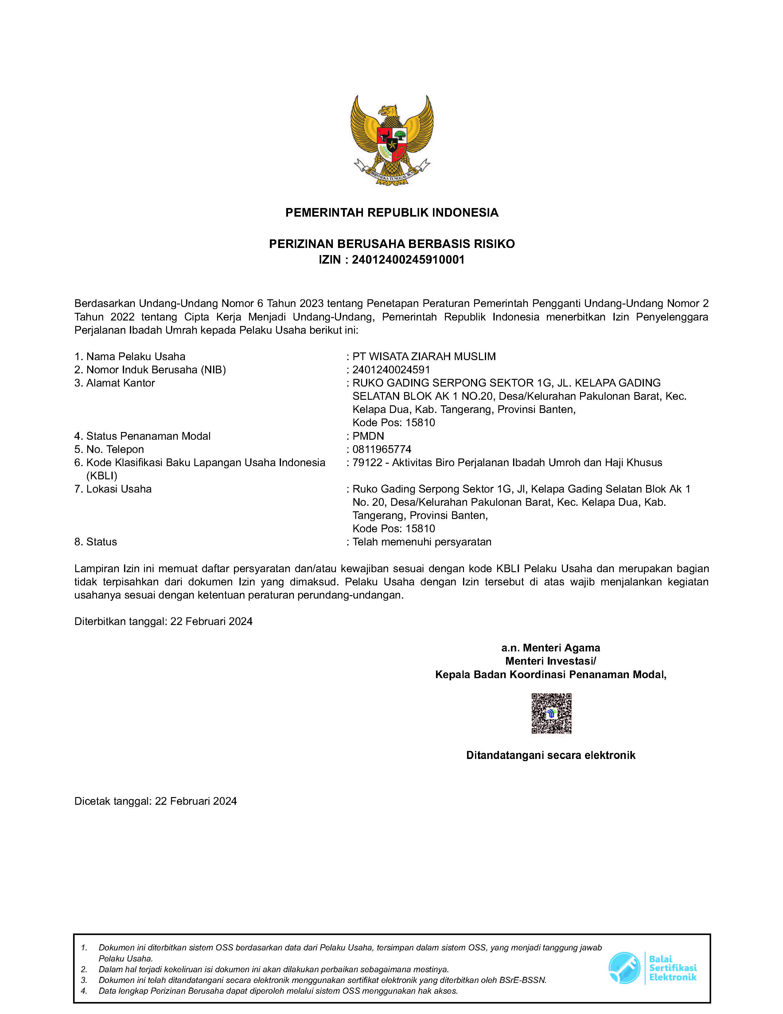 Izin Resmi PPIU Wizarus Travel